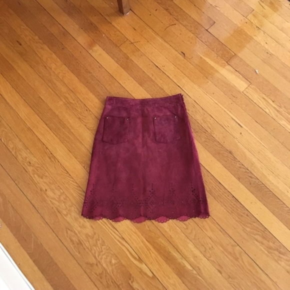 Anthropologie Maeve Napa Lazer-cut Suede Skirt - Picture 3 of 7